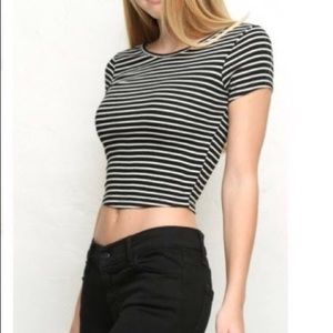 Brandy Melville Short Sleeve Striped Crop Top